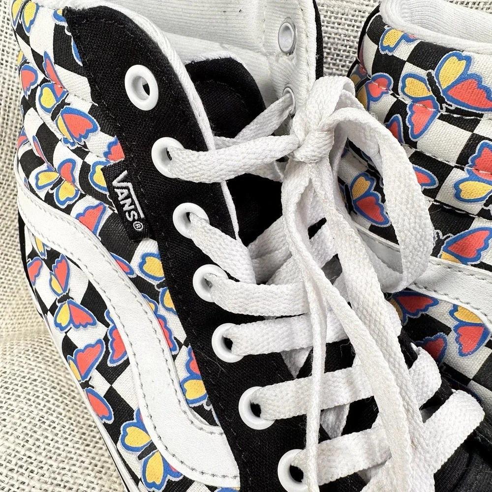 Vans Filmore Hi Butterfly Checkerboard Shoes 8.5 Womens Black Sneakers 721356 - Picture 5 of 9
